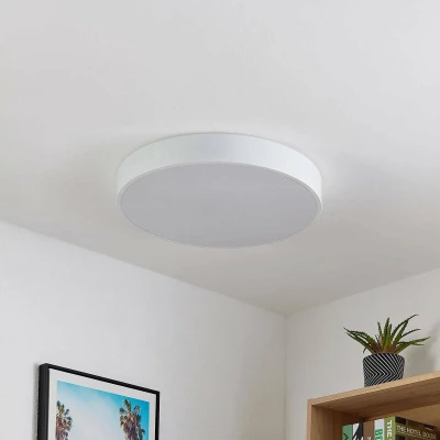 Afbeelding van Lindby LED plafondlamp met dimmer 1licht metaal, kunststof H: 6.9 cm wit Inclusief lichtbron