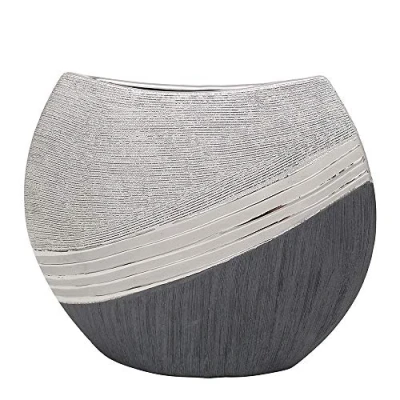 Afbeelding van Dekohelden24 Elegante moderne decoratieve designer keramische vaas in zilvergrijs, 25 cm