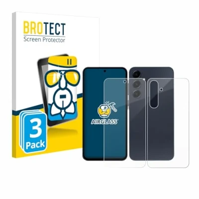 Afbeelding van BROTECT Screenprotector voor Samsung Galaxy A55 5G Enterprise Edition (Voor+Achter) Folie Beschermfolie Beschermglas transparant (3 Stuks)