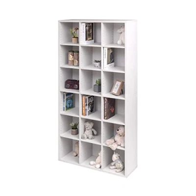 Afbeelding van Iris Ohyama, boekenkast / met 18 kubussen houten kubus boekenkast, Massief hout, Verticaal, Verstelbare planken, Kantoor, Woonkamer Book Shelf BKS 1890 witte eik