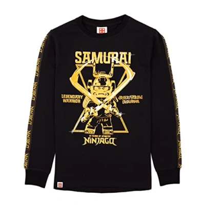 Afbeelding van LEGO Ninjago T shirt Boys Kids Samurai Warrior Zwarte top met lange mouwen 8 jaar