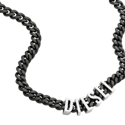 Afbeelding van Diesel heren Steel ketting met logo DX1487060 in de kleur Zilver