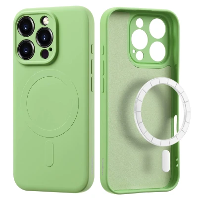 Afbeelding van Apple iPhone 16 Pro Max MagSafe Hoesje Siliconen en TPU (zacht) imoshion Softcase/Backcover Groen Telefoonhoesje