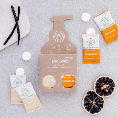 Afbeelding van The Green Lab Co Handzeep navulset bergamot &amp; vanille 4 stuks