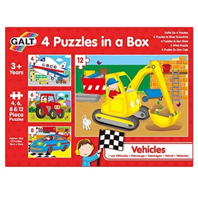 Afbeelding van Galt Legpuzzel 4 in 1 Voertuigen 6 8 12 Stukjes