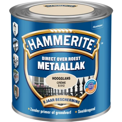 Afbeelding van Hammerite Metaallak Hoogglans Créme 0,25 liter