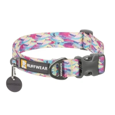Afbeelding van Ruffwear Grote hondenhalsband vooraan, met aluminium V ring hondenriem, comfortabel en sterk, zijgesp singels voor het uitlaten van de hond, maat L (51 66 cm), rifvissen