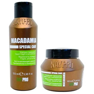 Afbeelding van KayPro Kit Mini Size Macadamia 100ml Professionele Haarverzorging Shampoo en Conditioner met Olie Fijn, Droog Beschadigd Haar Reisverpakking Travel Geschenkset Giftset