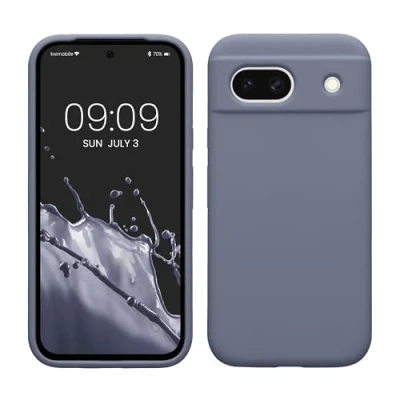Afbeelding van kwmobile telefoonhoesje geschikt voor Google Pixel 8a Hoesje met siliconen coating Smartphone case in blauwgrijs