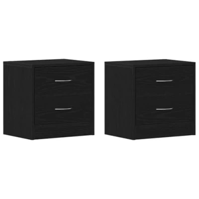 Afbeelding van Nachtkastjes 2 st 40x30x40 cm spaanplaat zwart eikenkleurig