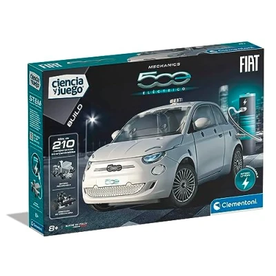 Afbeelding van Clementoni Fiat 500 5505 elektrische bouwset met motor, voor auto, app en handleiding, vanaf 8 jaar, speelgoed in het Spaans