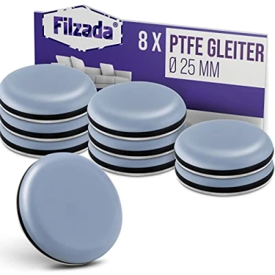 Afbeelding van Filzada® 8x Teflon glijders zelfklevend Ø 25 mm (rond) professionele meubelglijders/tapijtglijders PTFE (Teflon)