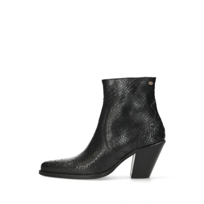 Afbeelding van Fred de la Bretoniere Blaire WITH Brogue Enkellaarsjes met hoge hak, Dames, Maat: 37, Black Leer