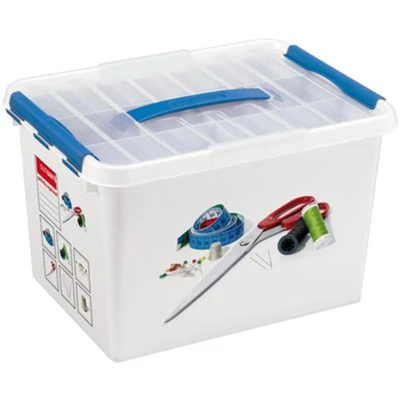 Afbeelding van SUNWARE Q Line Naaidoos + 1 Tray 22 Liter 40x30x26cm wit/transparant/blauw