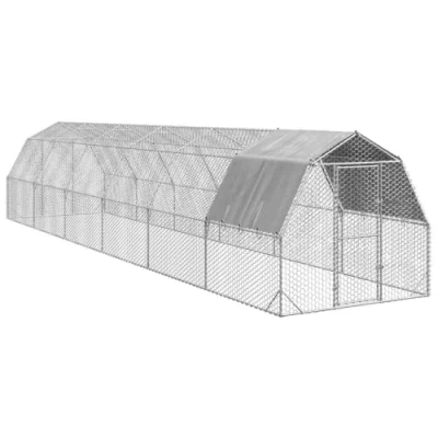 Afbeelding van vidaXL Kippenren met dak 2,5x12x2,25 m gegalvaniseerd staal, inloopkippenren, metalen kippenren, inloopkippenhok, kippenhok
