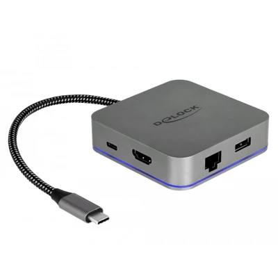 Afbeelding van Delock USB Type C™ Docking Station for Mobile Devices 4K HDMI / Hub LAN PD 3.0 with LED illumination