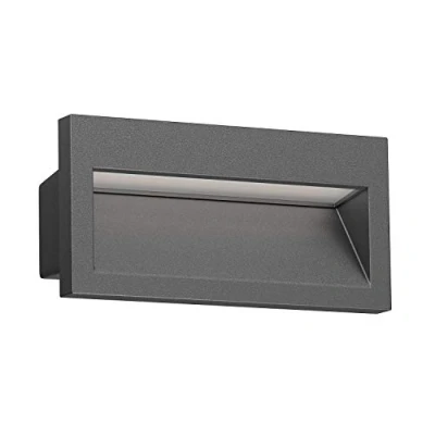 Afbeelding van ledscom.de LED inbouw wandlamp NOLA, downlight voor buiten, IP54, antraciet mat, 140 x 70mm, warm wit, balkon, oprit, carport, traplamp, buiten wandlamp, DOWNUNDER