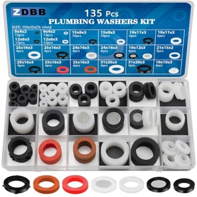 Afbeelding van WINKKIPAG 115 stuks platte ring, siliconen en nitril rubber combinatieset, gebruikt voor kraan, douchekop, tuinslangen, herbruikbare wasmachine O ringen