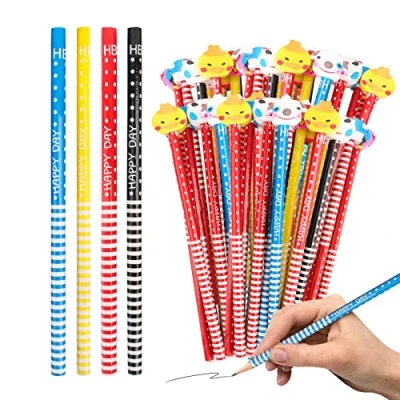 Afbeelding van JOPHEK HB Potlodenset, 40 x potloden, set met gum, tekening, schrijvpotlood rubber, meerkleurig, kinderen, scholieren, schrijven, tekengereedschap voor tekenen en schetsen