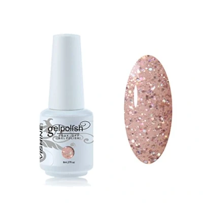 Afbeelding van Vishine Nagellak, semi permanent, soak off, UV, LED, nail art, manicure, basislak, 8 ml, glitter, # 363