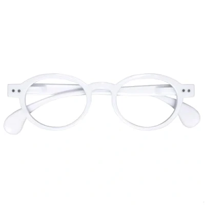 Afbeelding van OPULIZE OCA Leesbril Modern Retro Rond Montuur Glanzend Wit Heren Dames Veerscharnieren R54 W +2.50
