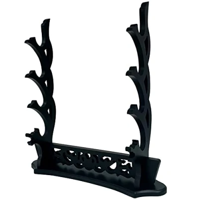 Afbeelding van MANNIFEN Zwaard Stand Display Rack, Hout Katana Wall Mount Houder Wakizashi Genji Japanse Samurai Blade Gladius Houder, Zwart