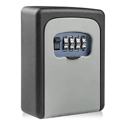 Afbeelding van Newpop veilige sleutelbox voor buiten, met 4 cijferige code, resetbaar, wandsleutelbox, waterdicht en roestvrij, thuis, garage, school, kantoor, vervanging van sleutels