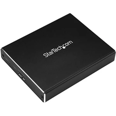 Afbeelding van StarTech.com Dubbele sleuf schijfbehuizing voor M.2 SATA SSDs USB 3.1 (10Gbps) RAID