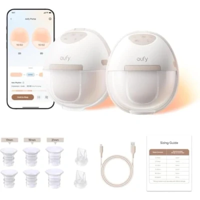 Afbeelding van eufy Heated Wearable Breast Pump E20, 3 warmtestanden, handsfree borstkolf met HeatFlow™, geoptimaliseerd ritme via app, zuigkracht van ziekenhuiskwaliteit, lekvrij, slank en stil voor gebruik in de beha