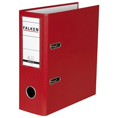 Afbeelding van Origineel Falken PP Color Kunststof Ordner mappeciaal formaat. Made in Germany. 8 cm breed DIN A5 hoog met verwisselbaar venster rood Recepten ringband dossiermap Lettermap Kantoormap map