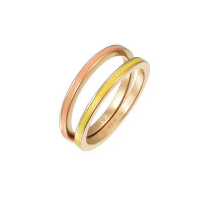 Afbeelding van Elli Dames Ring Band Set Basis met Emaille zwart in 925 Sterling Zilver