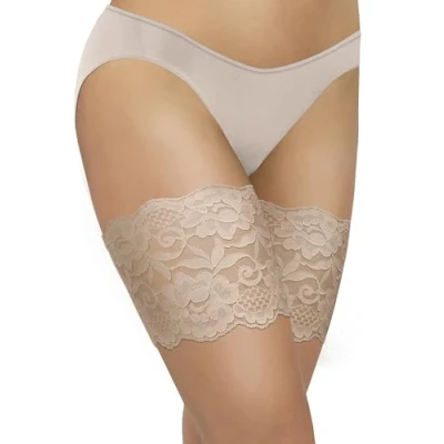 Afbeelding van Sesto Senso elastische kanten legging dijbanden Anti schurende slip Siliconen sexy kant of glad 1 3 stuks Beige 70 75