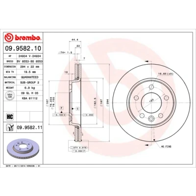 Afbeelding van Brembo Remschijf 09.9582.10