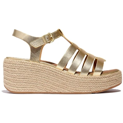 Afbeelding van Fitflop ESP Fisherm Platino Sandalen met plateauzool, Dames, Maat: 39, Leer