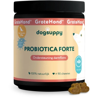 Afbeelding van Probiotica Forte GroteHond⁺ [met zalm] Ondersteunt Darmflora &amp; Spijsvertering 100% Natuurlijk 90 snoepjes Gras eten, Problemen met Ontlasting Huidgevoeligheid 4.5 miljard CFU per snoepje