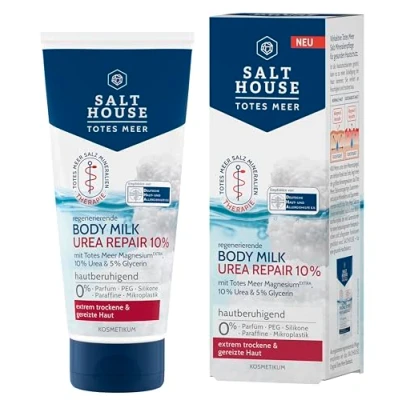 Afbeelding van Salthouse Dode Zee Therapie Body Milk Urea Repair 10%, rijke ingrediënten voor efficiënte jeuk kalmering, extreem droge huid, 200 ml