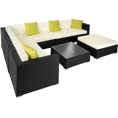 Afbeelding van tectake loungeset Marbella wicker Tuinset zwart