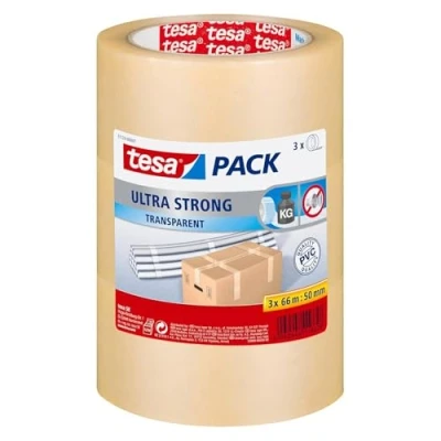 Afbeelding van tesa ULTRA STRONG 51124 00007 01 Pakband tesapack Transparant (l x b) 66 m 50 mm 3 stuk(s)