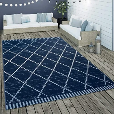 Afbeelding van Paco Home Vloerkleed Kortrijk 742 Platweefsel, ruitdesign, geschikt voor binnen en buiten, woonkamer
