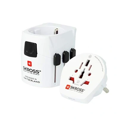 Afbeelding van SKROSS Wereldreisadapter met randaarde stekker Schukostekker (zonder Zwitserland &amp; Italië) + 2xUSB 2400 mA