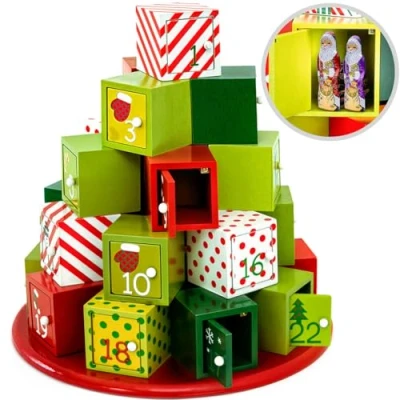 Afbeelding van Adventskalender Rond, Houten Kerstkalender, Kerst, Advent