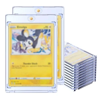 Afbeelding van Mcbazel Lot 10 35PT Game Card Collection Case Transparent Blue Ray Protective Magnetic Storage with UV Protection for Poke mon Card/MTG Card/Sport Card/Trading