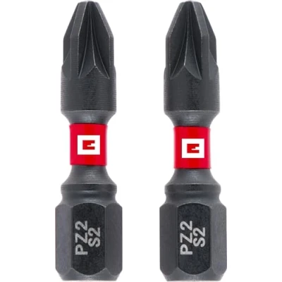 Afbeelding van Originele Einhell Impact bits met dubbele torsie, 2 delig, 30 mm, PZ2 (S2 staal, hoge duurzaamheid, dubbel torsieeffect, rode kleurring, C 6,3 schacht)