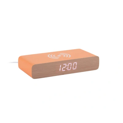 Afbeelding van Karlsson Wekker Retro Flat LED Met Telefoonoplader Helder Oranje 16,1x7,6x3cm Nice thingZ alarmklok