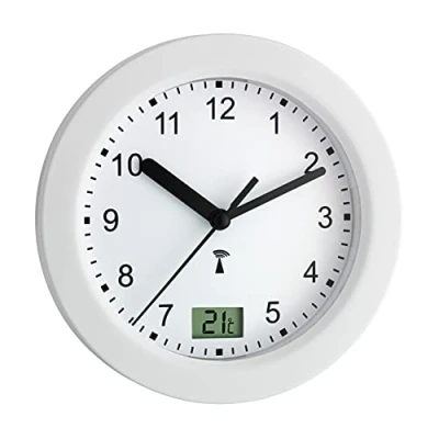 Afbeelding van TFA Dostmann 60.3501 Wandklok Zendergestuurd 17.5 cm x 5.5 Wit Geschikt voor vochtige ruimtes
