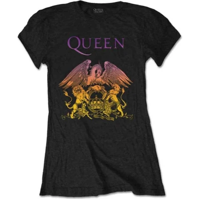 Afbeelding van Queen Gradient Crest Dames T shirt M Zwart