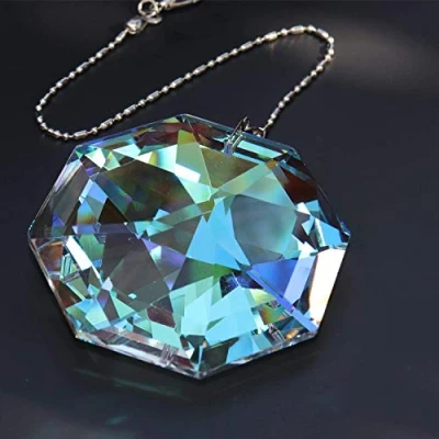 Afbeelding van 80 mm hangende prisma kristallen zonnevanger, kleurrijke hanger regenboog maker met ketting voor raam, hangend ornament huis tuin decoratie kerst bruiloft
