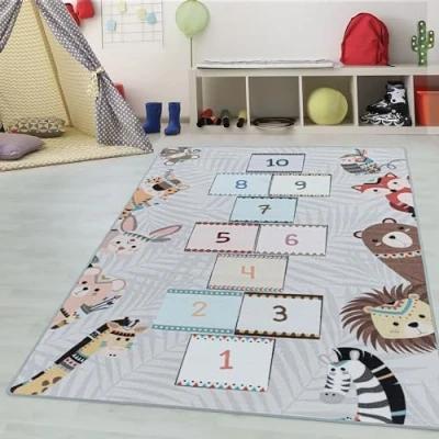 Afbeelding van Teppium Kindertapijt Grijs, hinkelspel, 105255, Vloerkleed Rechthoekig, kinderkamer babykamer, 100 x 150 cm