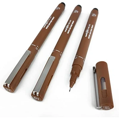 Afbeelding van Uni Pin Fineliner Tekening Pen Sepia Tone 0.1mm Pack van 3