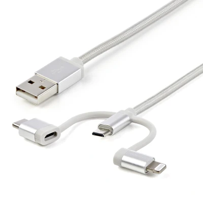 Afbeelding van StarTech.com USB oplaadkabel naar Lightning / C Micro B gevlochten 1 m